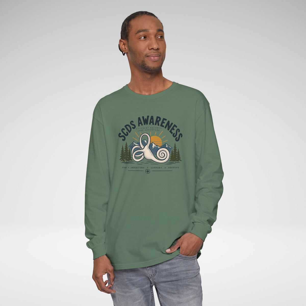 SCDS Awareness “Different Balance, Same Adventure” Comfort Colors Unisex Garment-dyed Long Sleeve T-Shirt