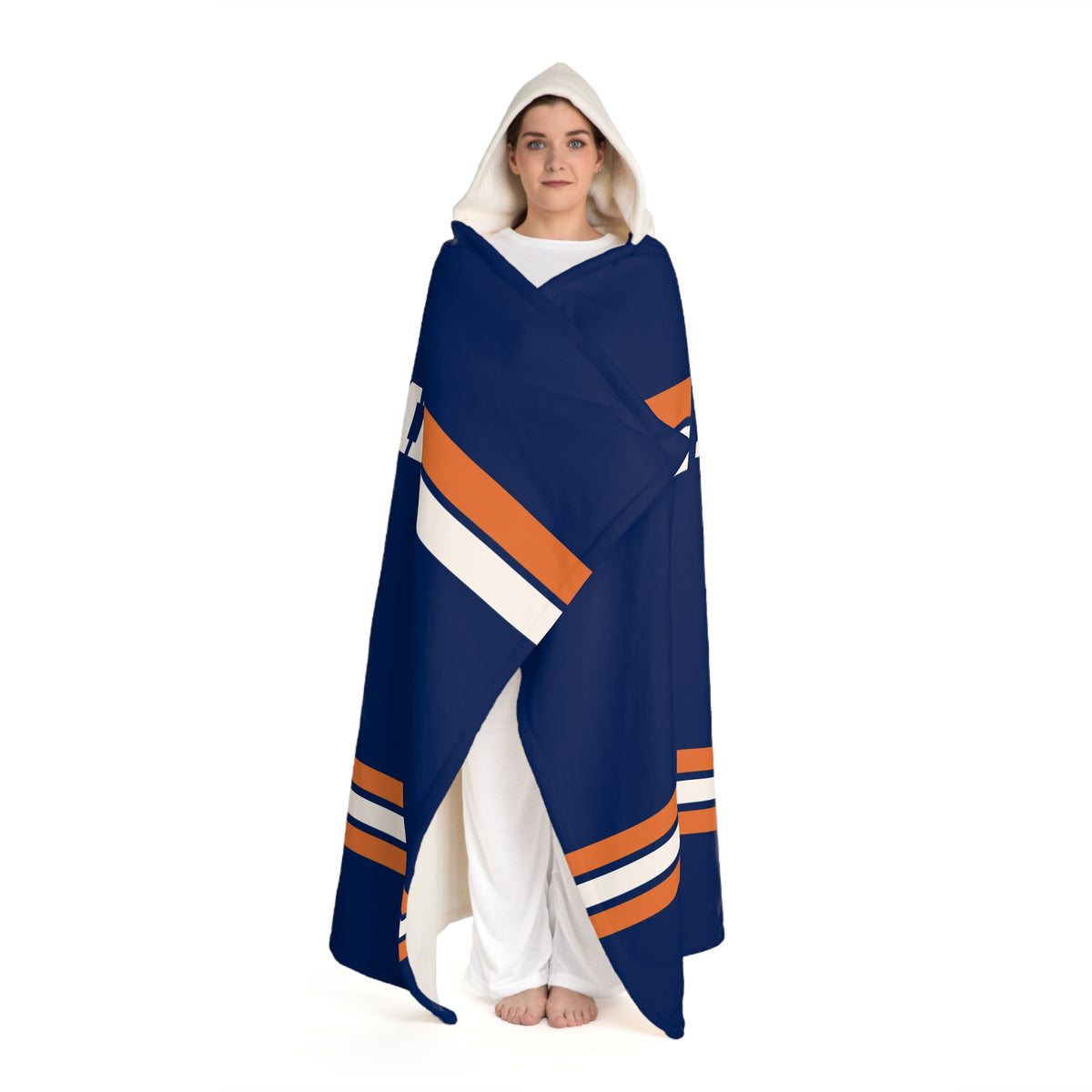 Custom Team Blanket Hooded Sherpa Fleece Blanket – Cozy Oversized Hooded Throw