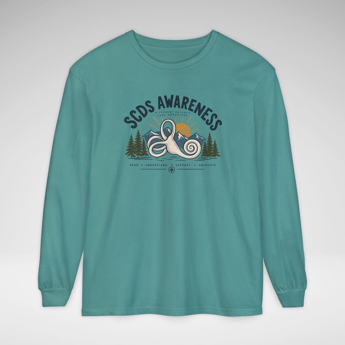 SCDS Awareness “Different Balance, Same Adventure” Comfort Colors Unisex Garment-dyed Long Sleeve T-Shirt