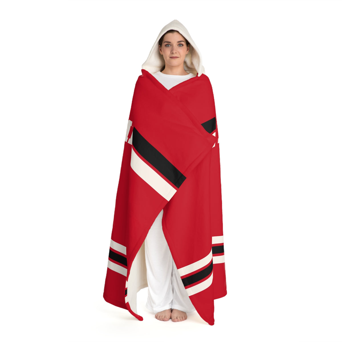 Custom Team Blanket Hooded Sherpa Fleece Blanket – Cozy Oversized Hooded Throw
