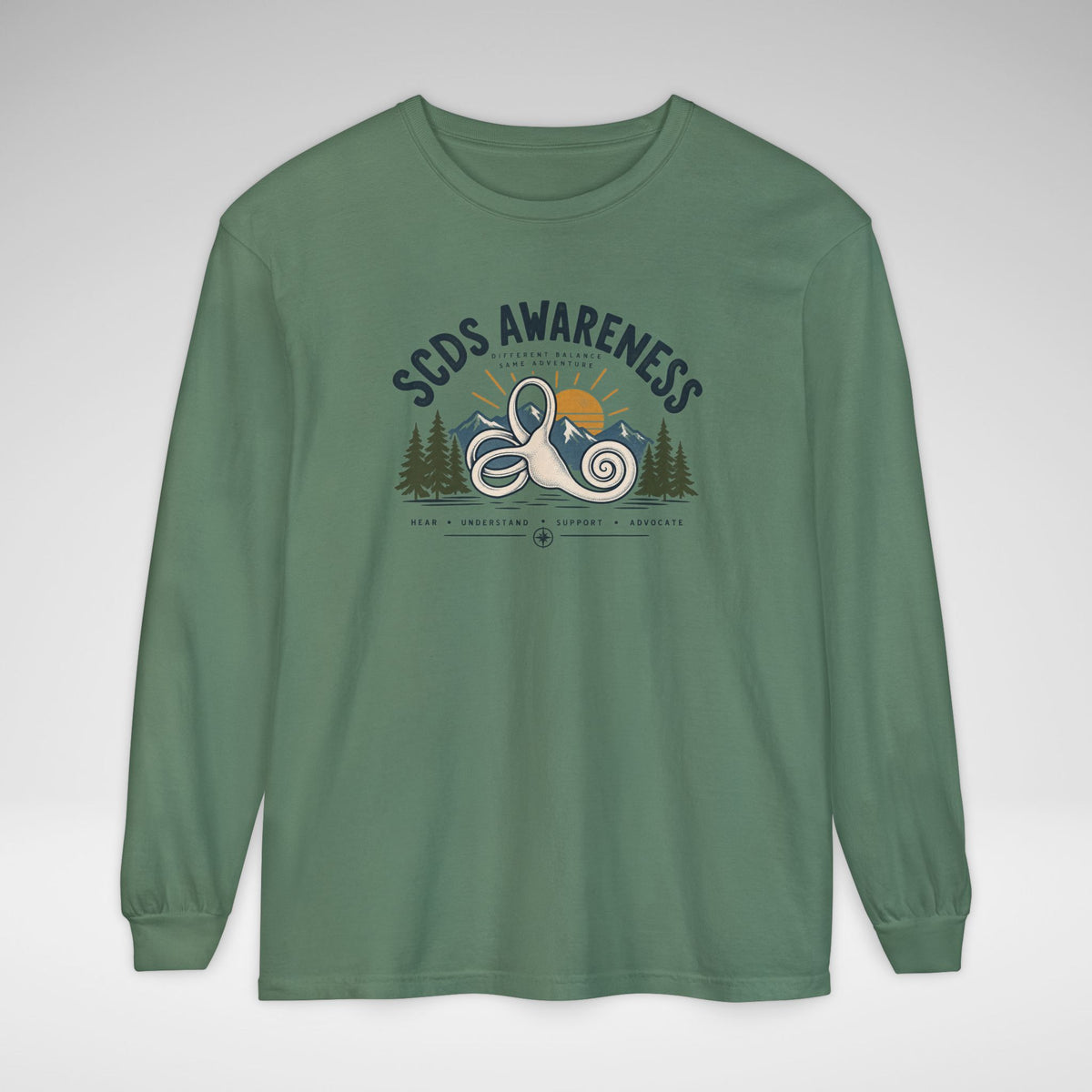 SCDS Awareness “Different Balance, Same Adventure” Comfort Colors Unisex Garment-dyed Long Sleeve T-Shirt