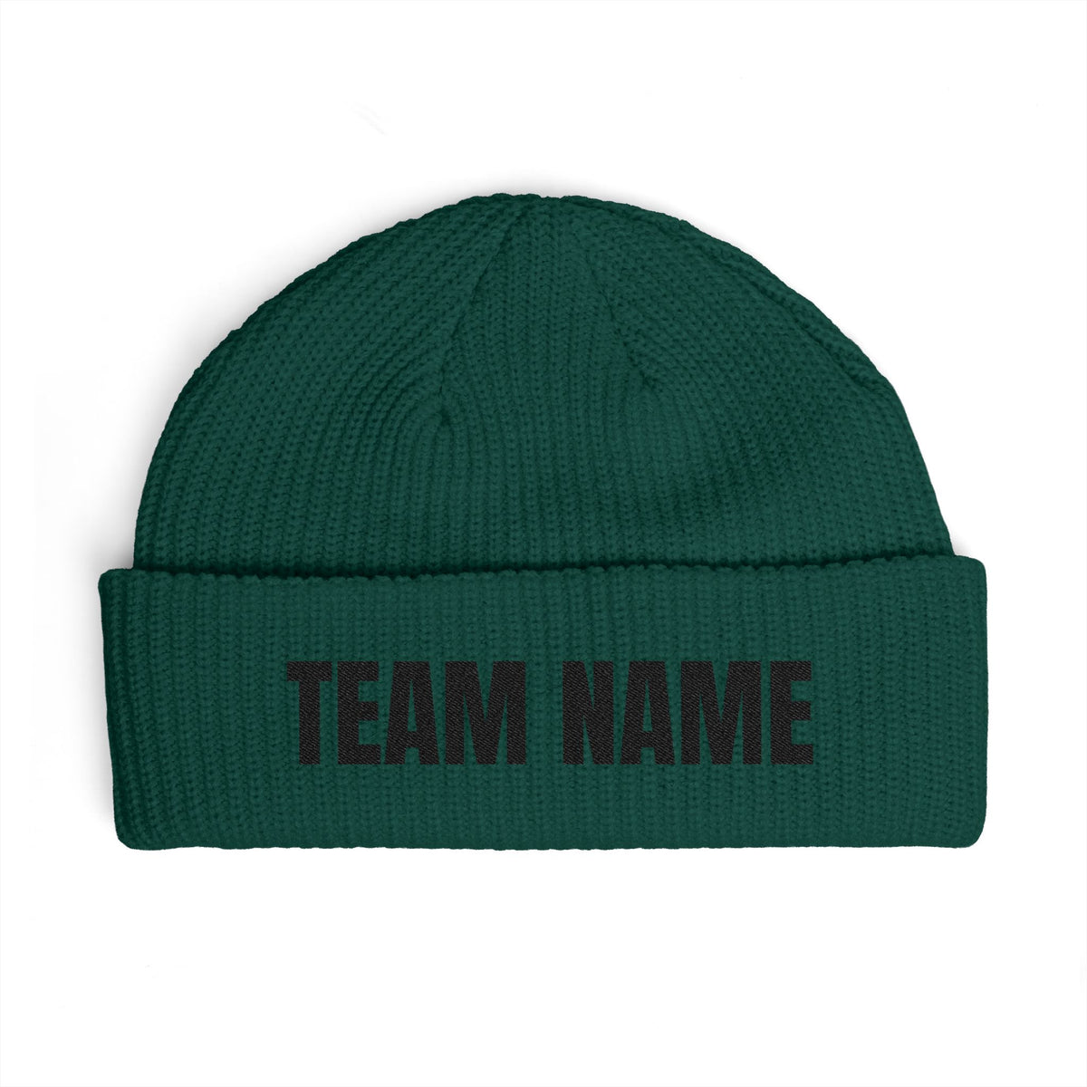 Custom Team Name Cuff Beanie — Personalized Knit Winter Hat