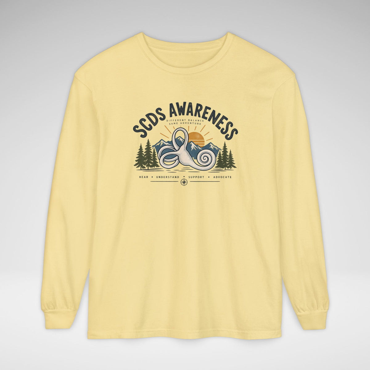 SCDS Awareness “Different Balance, Same Adventure” Comfort Colors Unisex Garment-dyed Long Sleeve T-Shirt