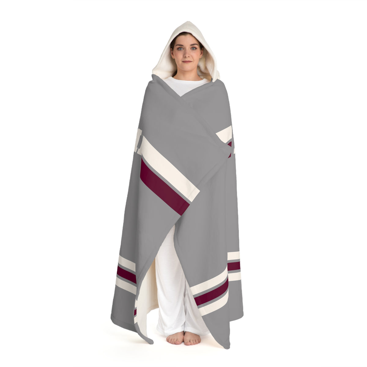 Custom Team Blanket Hooded Sherpa Fleece Blanket – Cozy Oversized Hooded Throw
