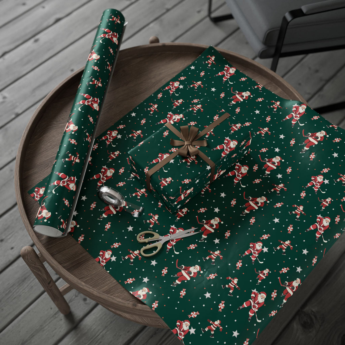 Santa's Slapshot Wrapping Paper