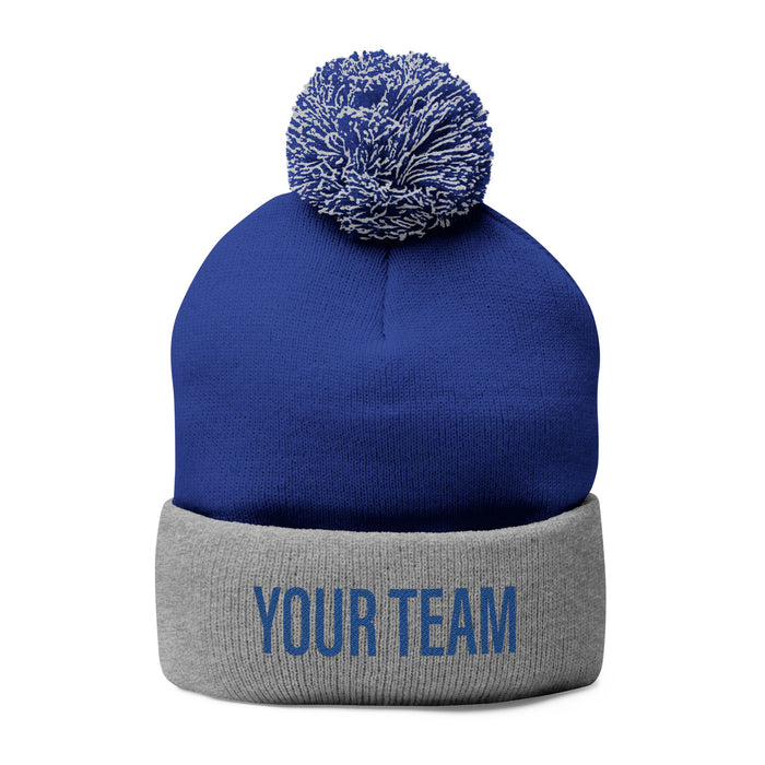 Custom Team Pom-Pom Knit Cap – Embroidered Beanie for Sports Fans