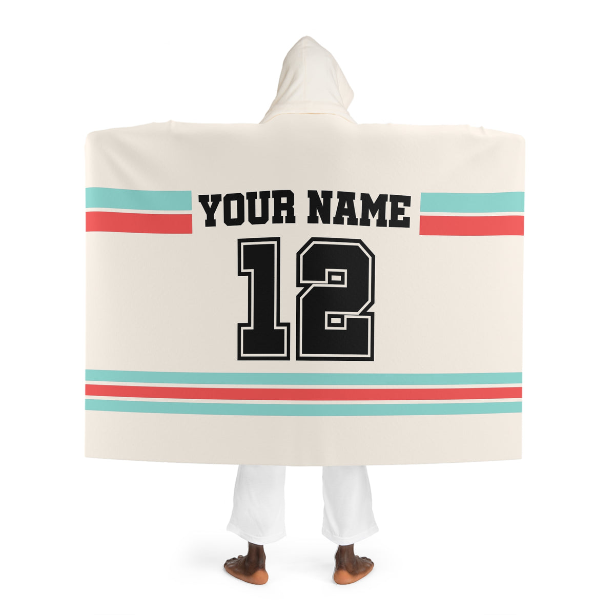 Custom Team Blanket Hooded Sherpa Fleece Blanket – Cozy Oversized Hooded Throw