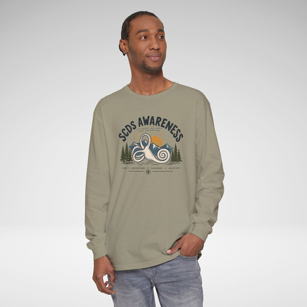 SCDS Awareness “Different Balance, Same Adventure” Comfort Colors Unisex Garment-dyed Long Sleeve T-Shirt