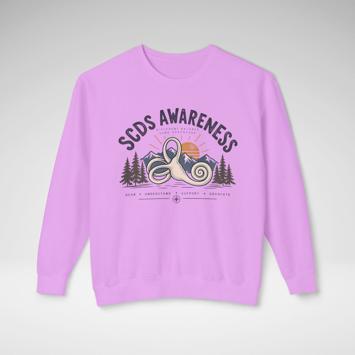 SCDS Awareness “Different Balance, Same Adventure” Comfort Colors® Crewneck Sweatshirt