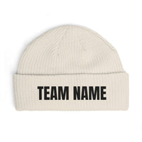 Custom Team Name Cuff Beanie — Personalized Knit Winter Hat