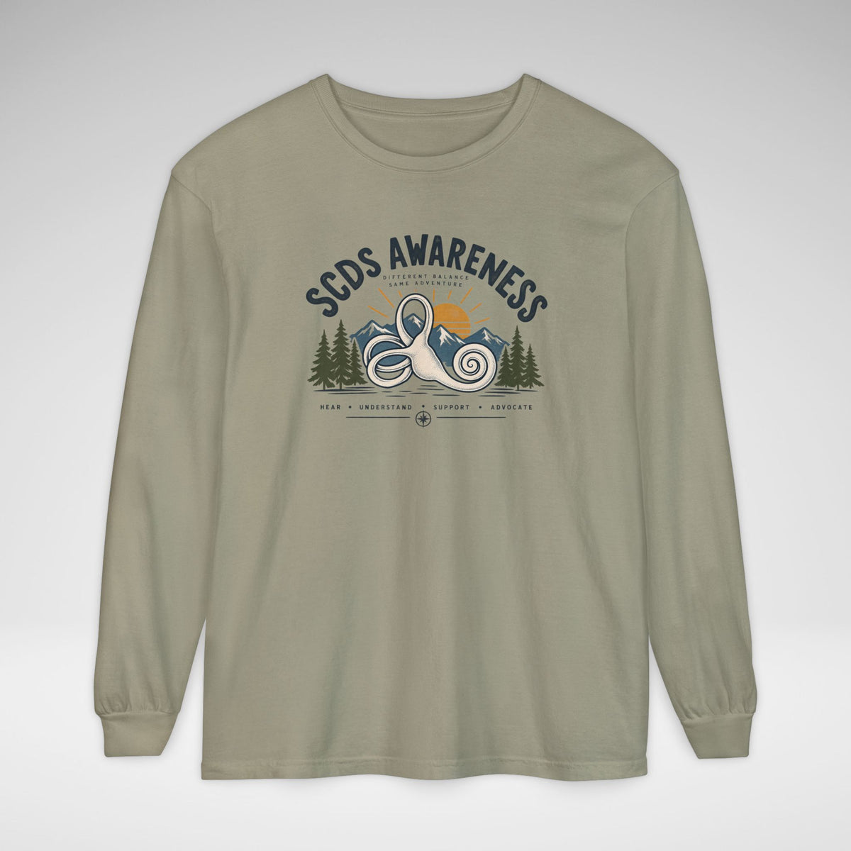 SCDS Awareness “Different Balance, Same Adventure” Comfort Colors Unisex Garment-dyed Long Sleeve T-Shirt