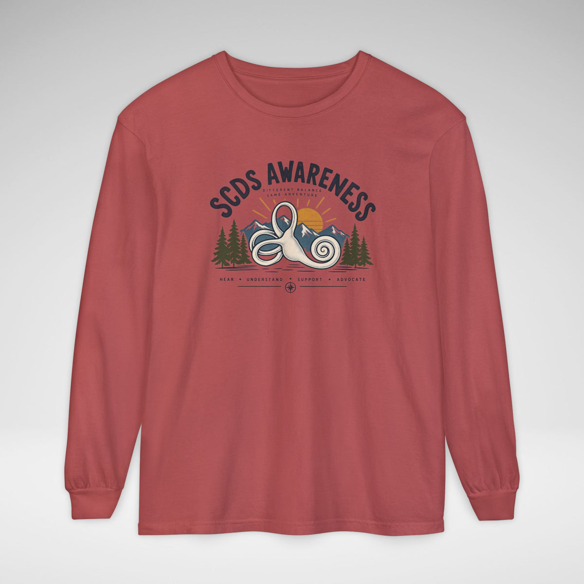 SCDS Awareness “Different Balance, Same Adventure” Comfort Colors Unisex Garment-dyed Long Sleeve T-Shirt