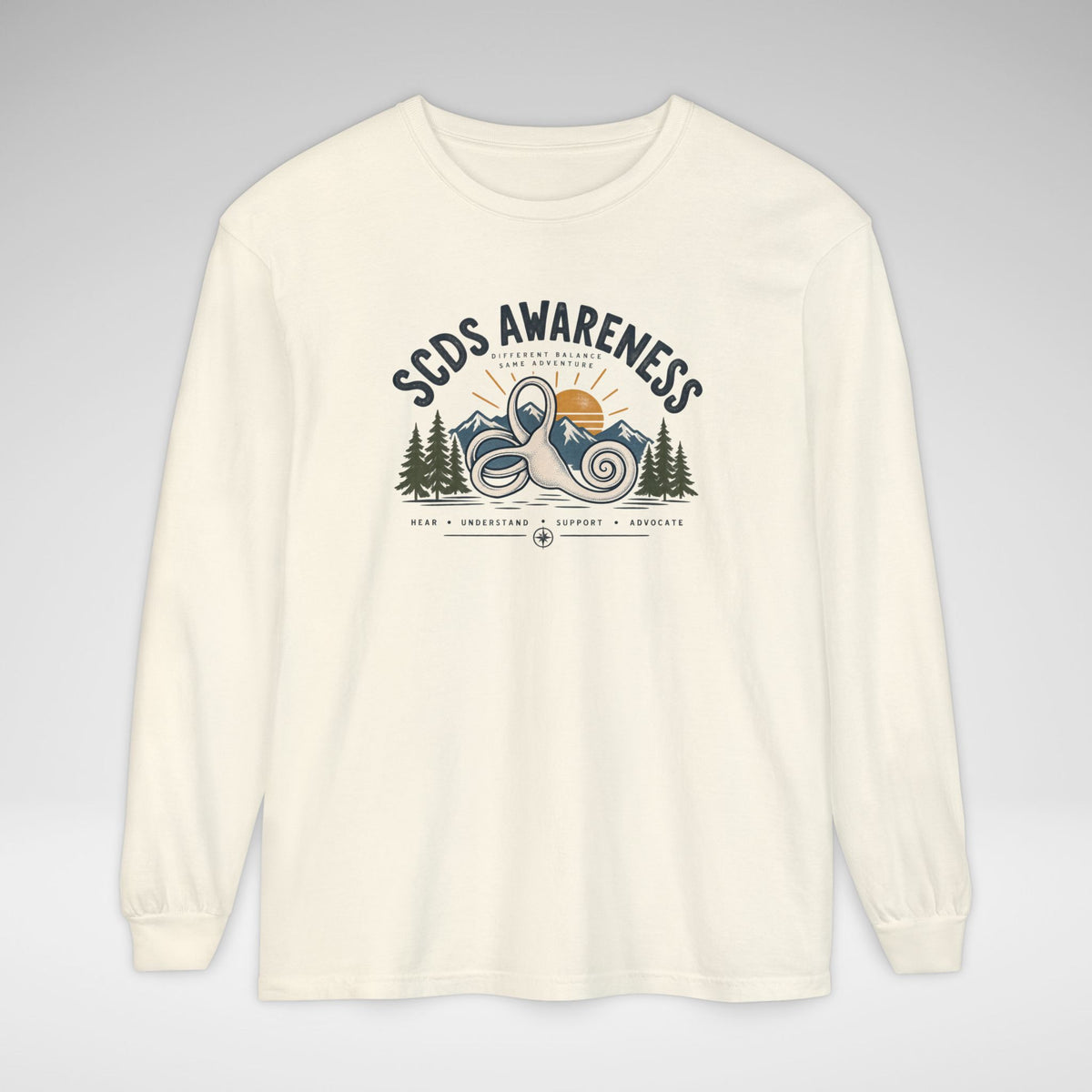 SCDS Awareness “Different Balance, Same Adventure” Comfort Colors Unisex Garment-dyed Long Sleeve T-Shirt
