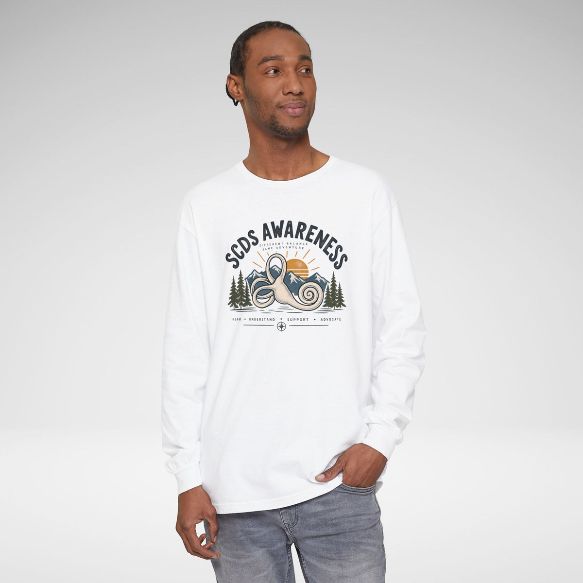 SCDS Awareness “Different Balance, Same Adventure” Comfort Colors Unisex Garment-dyed Long Sleeve T-Shirt