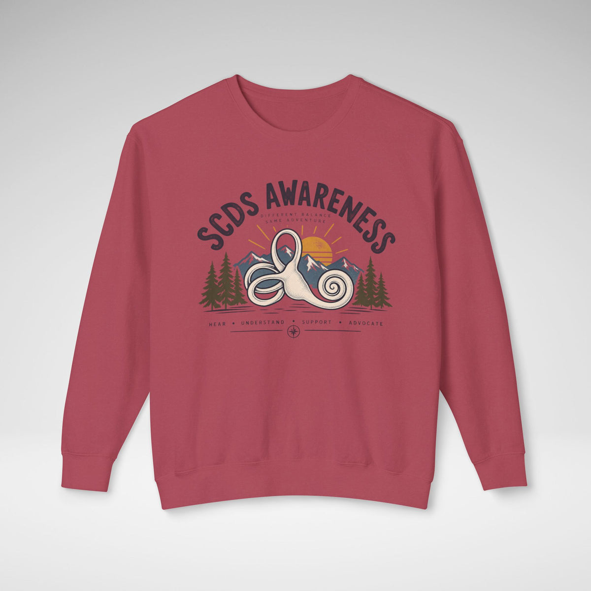 SCDS Awareness “Different Balance, Same Adventure” Comfort Colors® Crewneck Sweatshirt