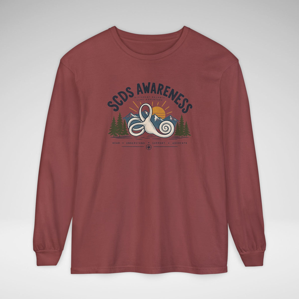 SCDS Awareness “Different Balance, Same Adventure” Comfort Colors Unisex Garment-dyed Long Sleeve T-Shirt