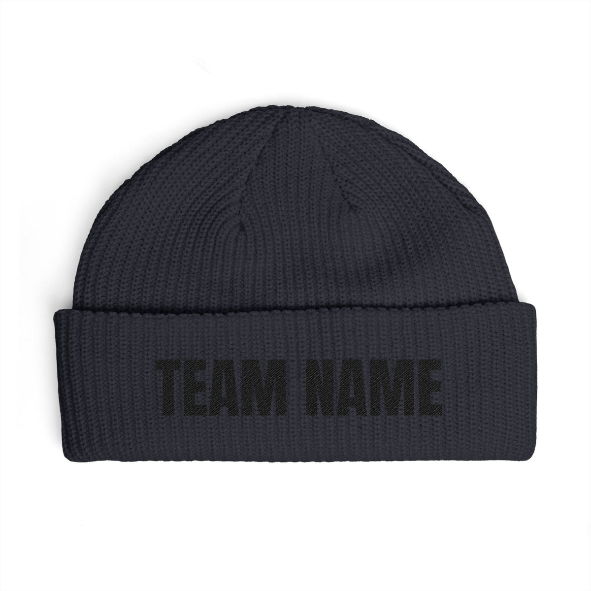 Custom Team Name Cuff Beanie — Personalized Knit Winter Hat