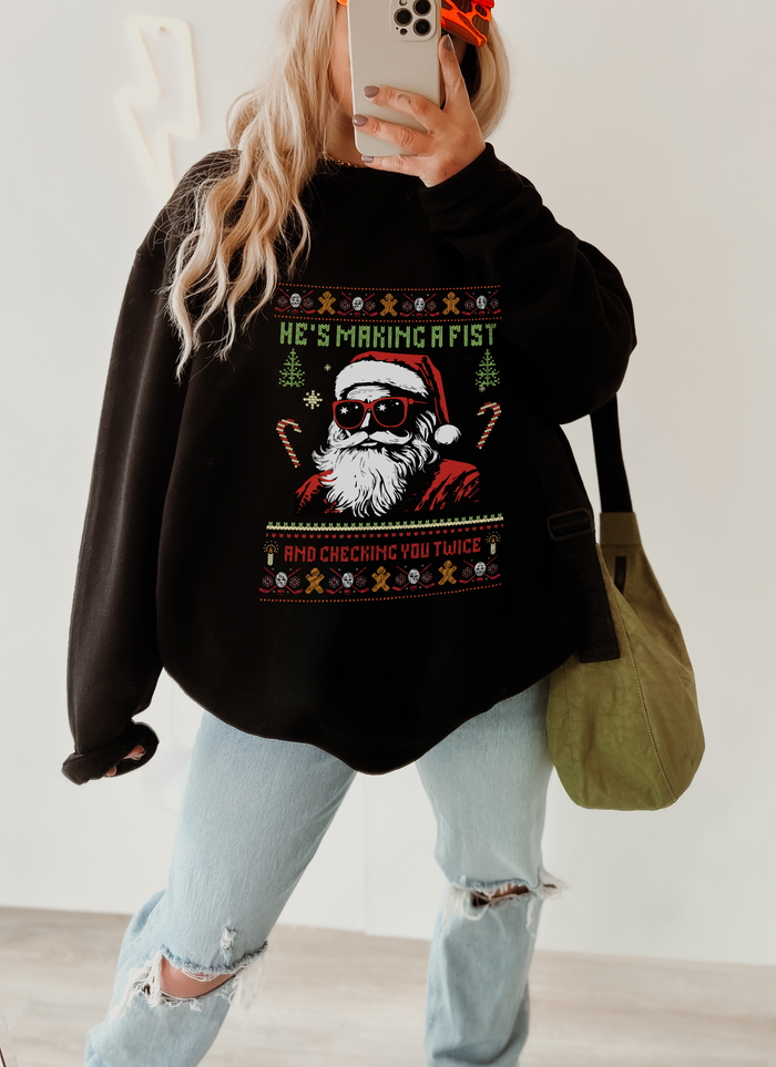 He's Making A List and Checking You Twice Unisex Heavy Blend™ Crewneck Sweatshirt
