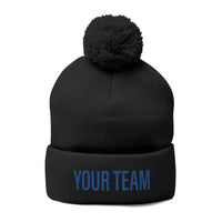 Custom Team Pom-Pom Knit Cap – Embroidered Beanie for Sports Fans