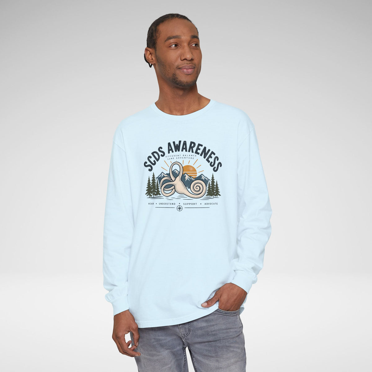 SCDS Awareness “Different Balance, Same Adventure” Comfort Colors Unisex Garment-dyed Long Sleeve T-Shirt