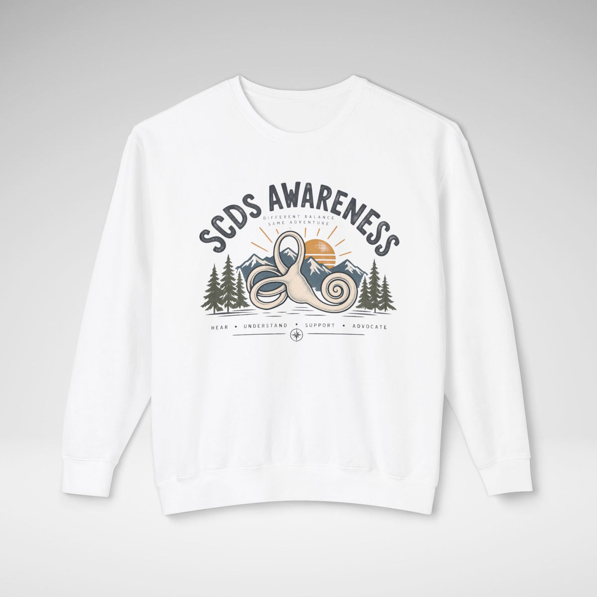 SCDS Awareness “Different Balance, Same Adventure” Comfort Colors® Crewneck Sweatshirt