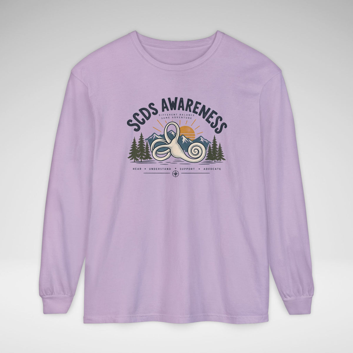 SCDS Awareness “Different Balance, Same Adventure” Comfort Colors Unisex Garment-dyed Long Sleeve T-Shirt