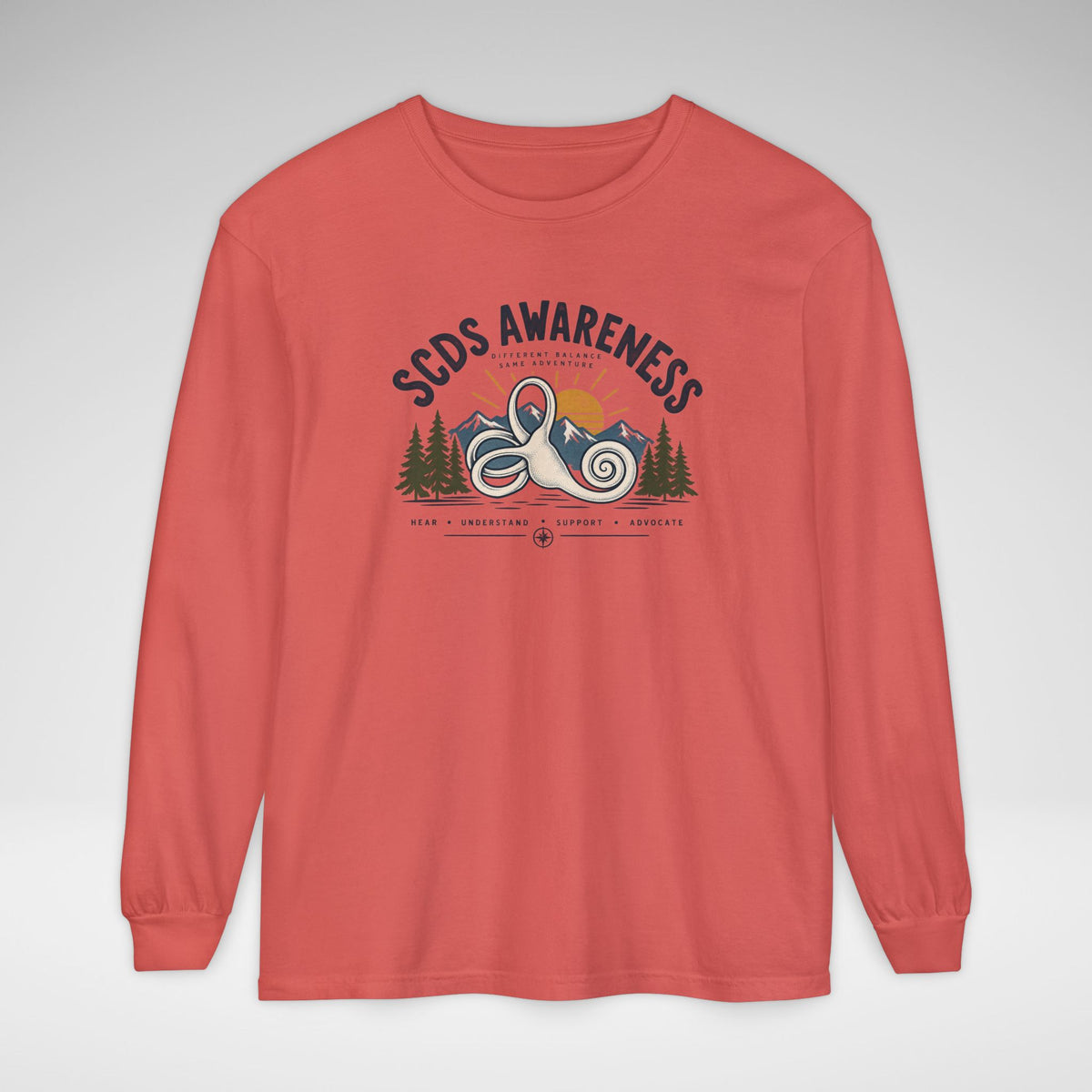 SCDS Awareness “Different Balance, Same Adventure” Comfort Colors Unisex Garment-dyed Long Sleeve T-Shirt