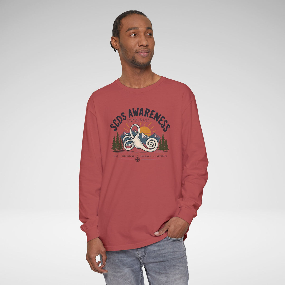 SCDS Awareness “Different Balance, Same Adventure” Comfort Colors Unisex Garment-dyed Long Sleeve T-Shirt
