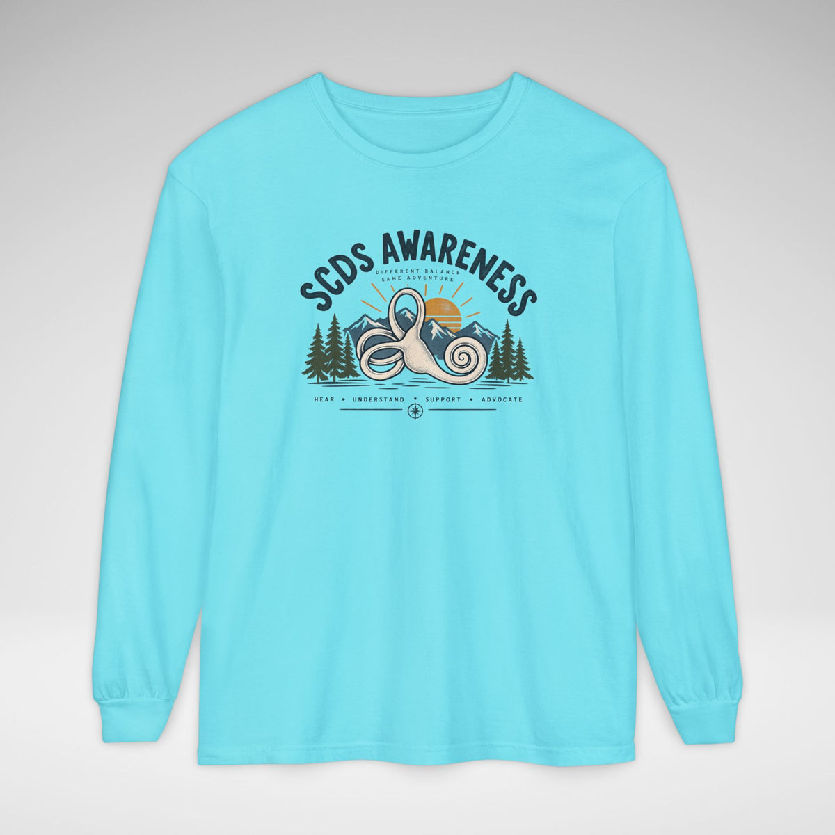 SCDS Awareness “Different Balance, Same Adventure” Comfort Colors Unisex Garment-dyed Long Sleeve T-Shirt