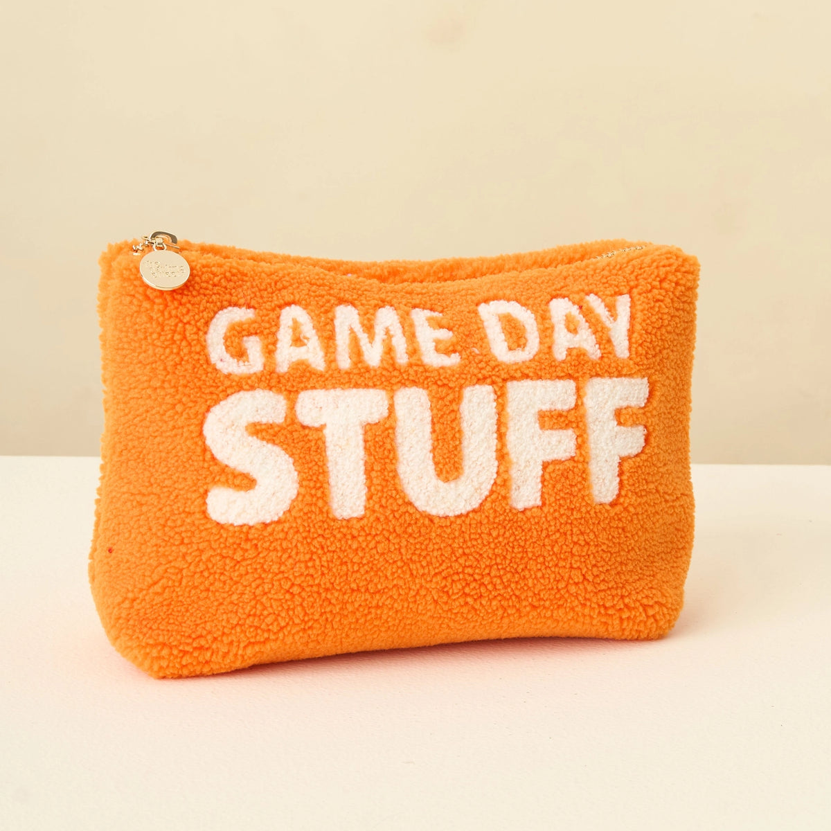 Game Day Stuff Sherpa Pouch – Cozy Zip Bag with Wipeable Lining