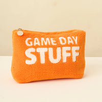 Game Day Stuff Sherpa Pouch – Cozy Zip Bag with Wipeable Lining