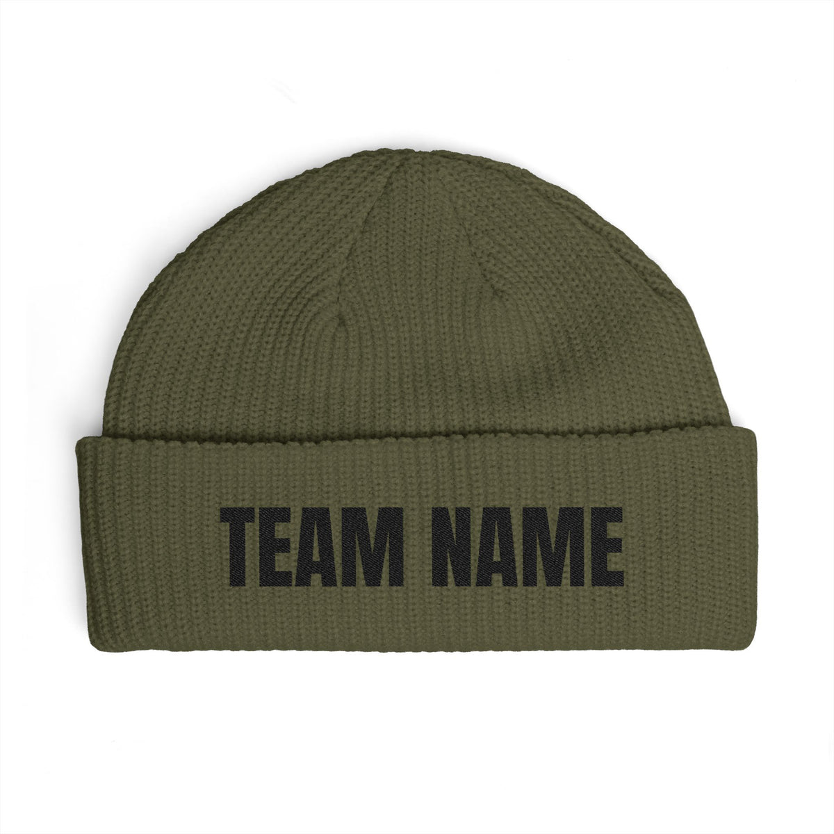 Custom Team Name Cuff Beanie — Personalized Knit Winter Hat