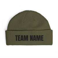 Custom Team Name Cuff Beanie — Personalized Knit Winter Hat