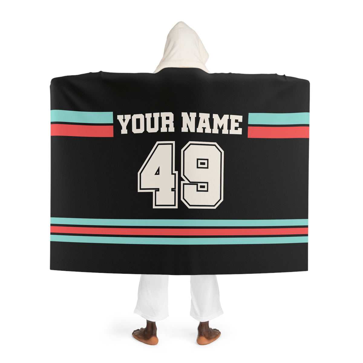 Custom Team Blanket Hooded Sherpa Fleece Blanket – Cozy Oversized Hooded Throw
