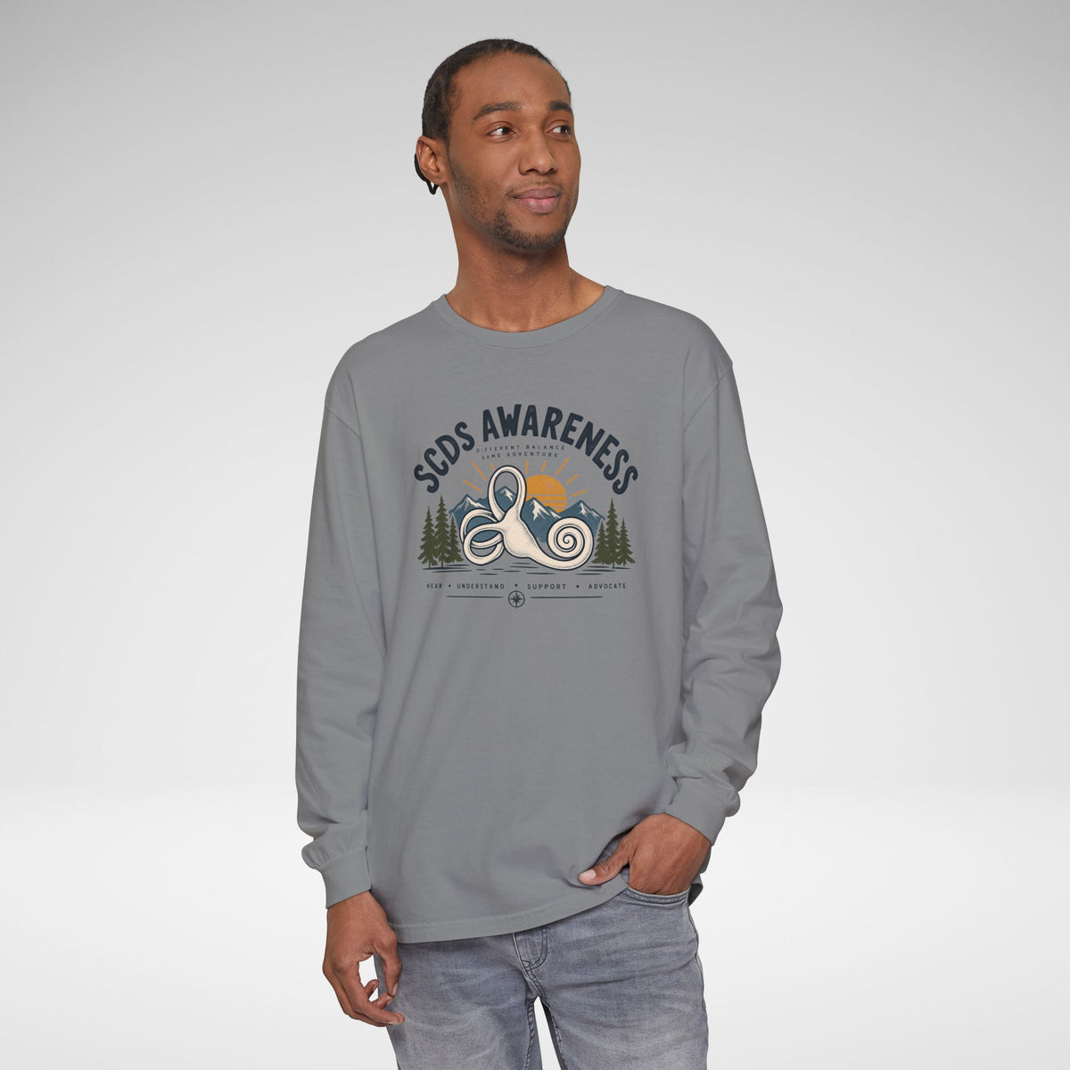 SCDS Awareness “Different Balance, Same Adventure” Comfort Colors Unisex Garment-dyed Long Sleeve T-Shirt