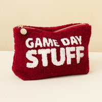 Game Day Stuff Sherpa Pouch – Cozy Zip Bag with Wipeable Lining