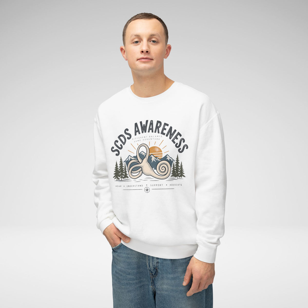 SCDS Awareness “Different Balance, Same Adventure” Comfort Colors® Crewneck Sweatshirt