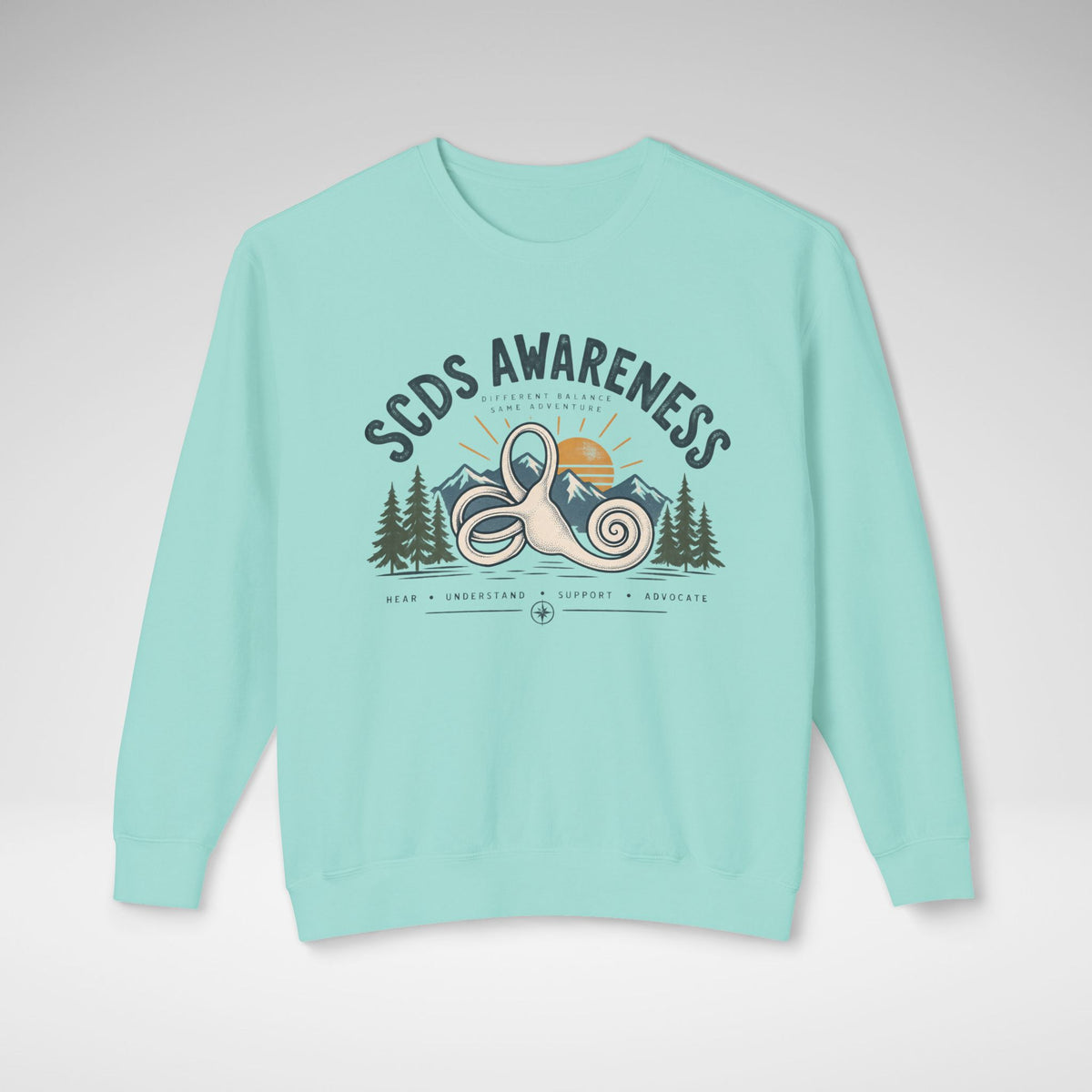 SCDS Awareness “Different Balance, Same Adventure” Comfort Colors® Crewneck Sweatshirt