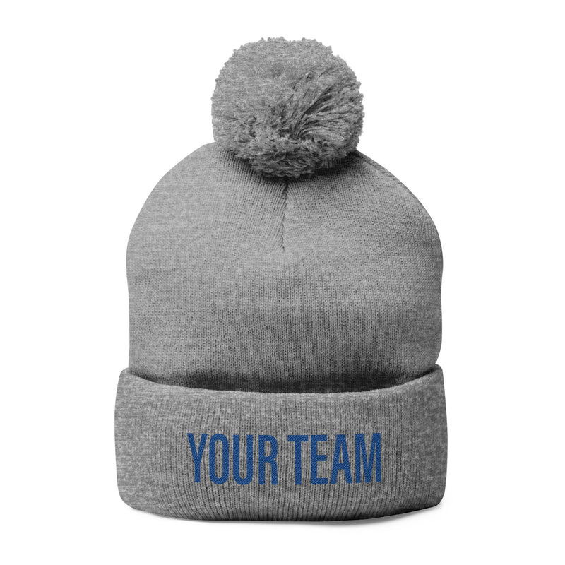 Custom Team Pom-Pom Knit Cap – Embroidered Beanie for Sports Fans