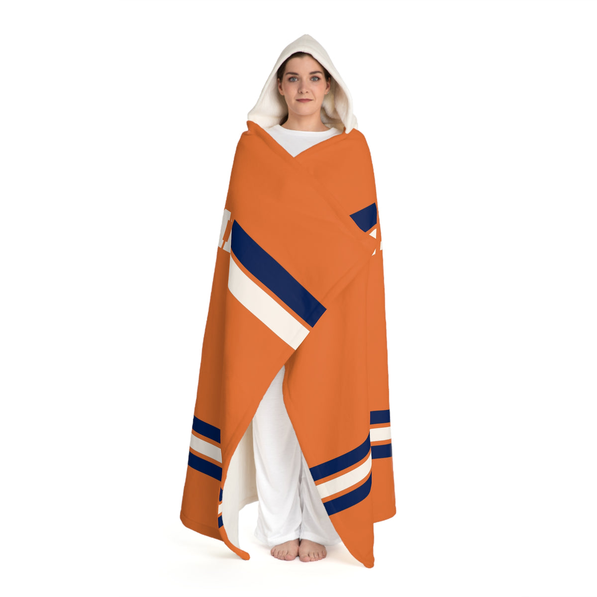 Custom Team Blanket Hooded Sherpa Fleece Blanket – Cozy Oversized Hooded Throw