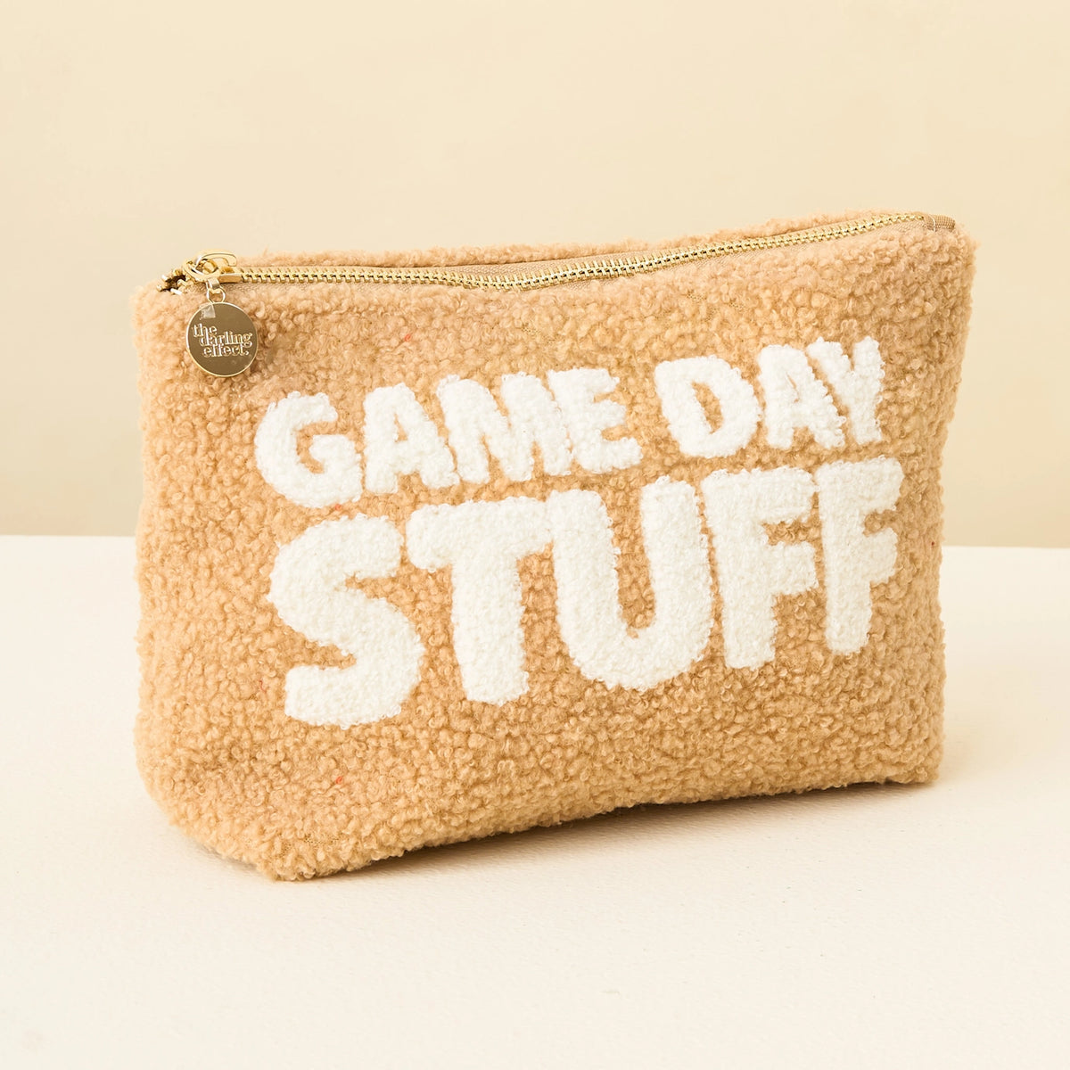 Game Day Stuff Sherpa Pouch – Cozy Zip Bag with Wipeable Lining