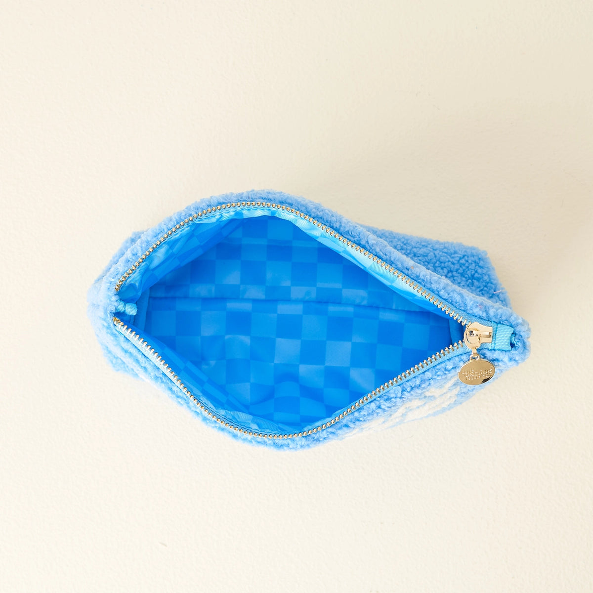Game Day Stuff Sherpa Pouch – Cozy Zip Bag with Wipeable Lining