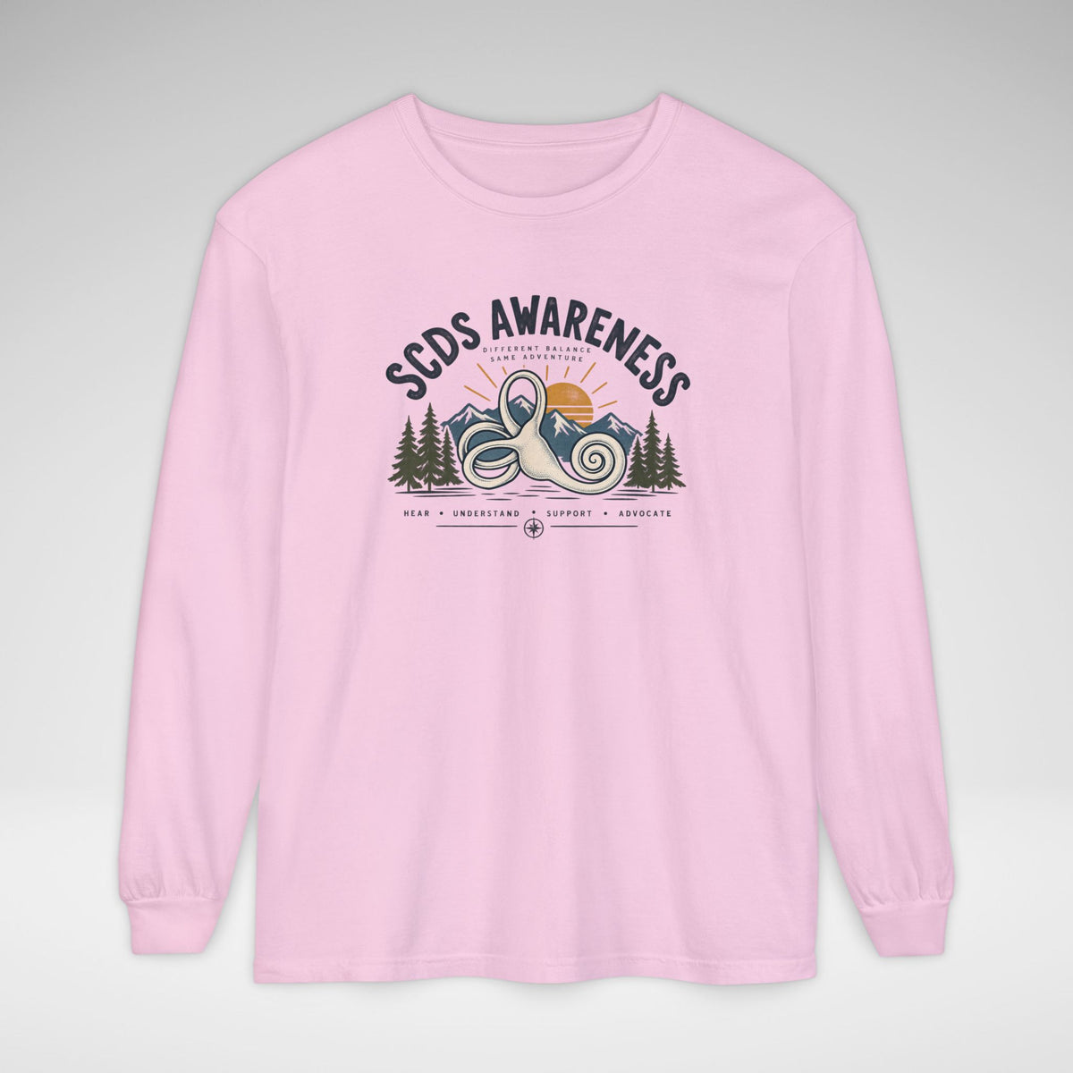 SCDS Awareness “Different Balance, Same Adventure” Comfort Colors Unisex Garment-dyed Long Sleeve T-Shirt