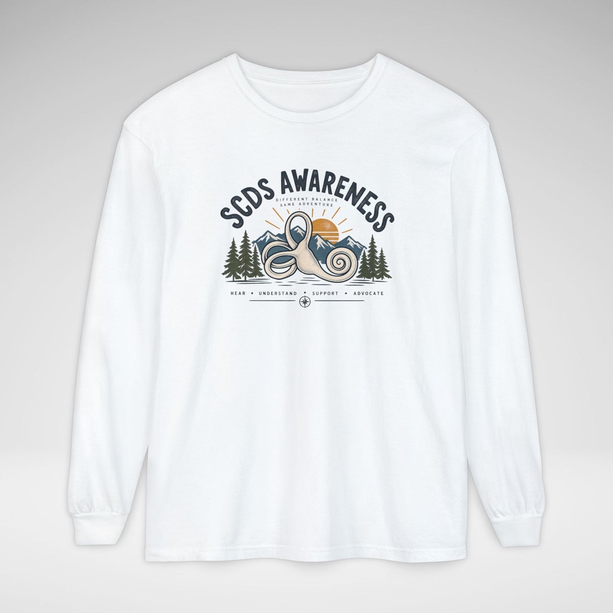 SCDS Awareness “Different Balance, Same Adventure” Comfort Colors Unisex Garment-dyed Long Sleeve T-Shirt