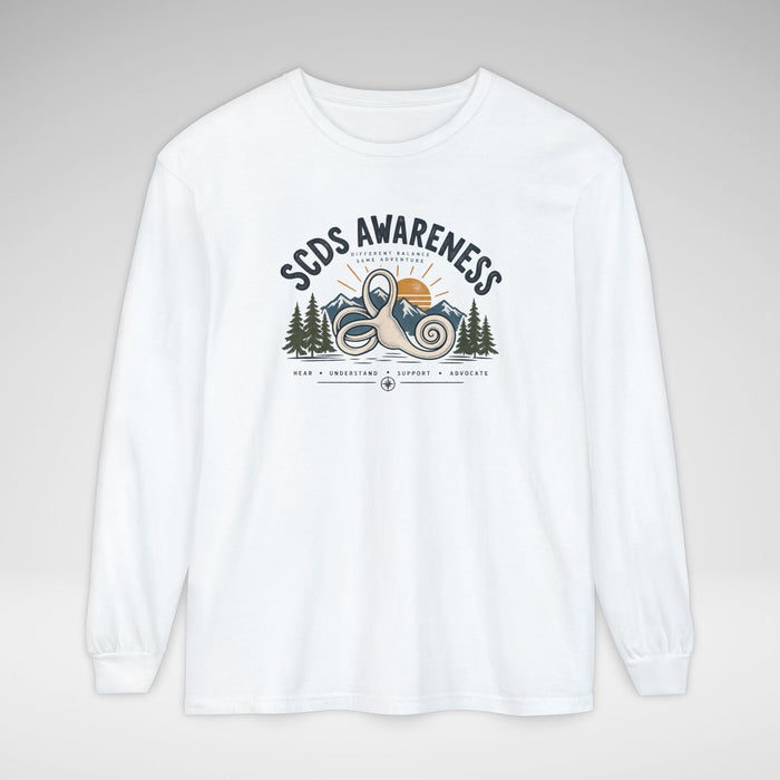 SCDS Awareness “Different Balance, Same Adventure” Comfort Colors Unisex Garment-dyed Long Sleeve T-Shirt
