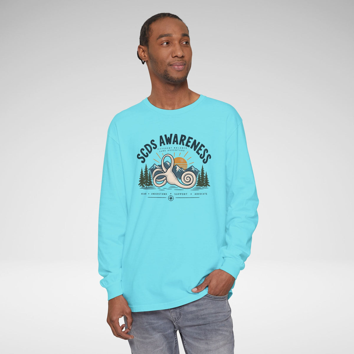 SCDS Awareness “Different Balance, Same Adventure” Comfort Colors Unisex Garment-dyed Long Sleeve T-Shirt