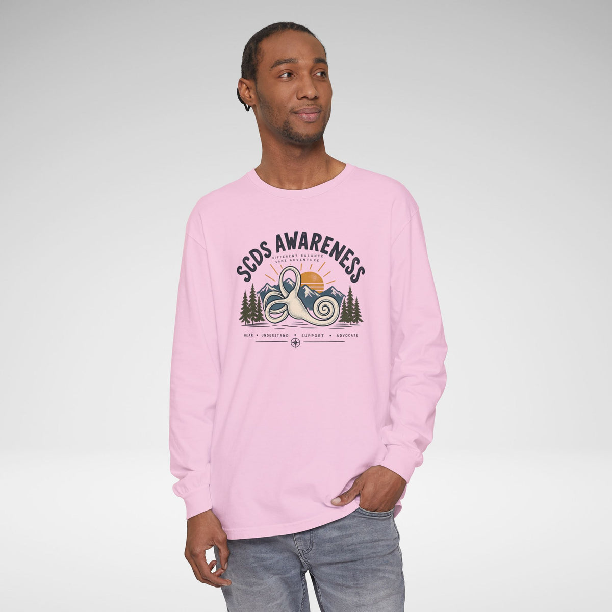 SCDS Awareness “Different Balance, Same Adventure” Comfort Colors Unisex Garment-dyed Long Sleeve T-Shirt