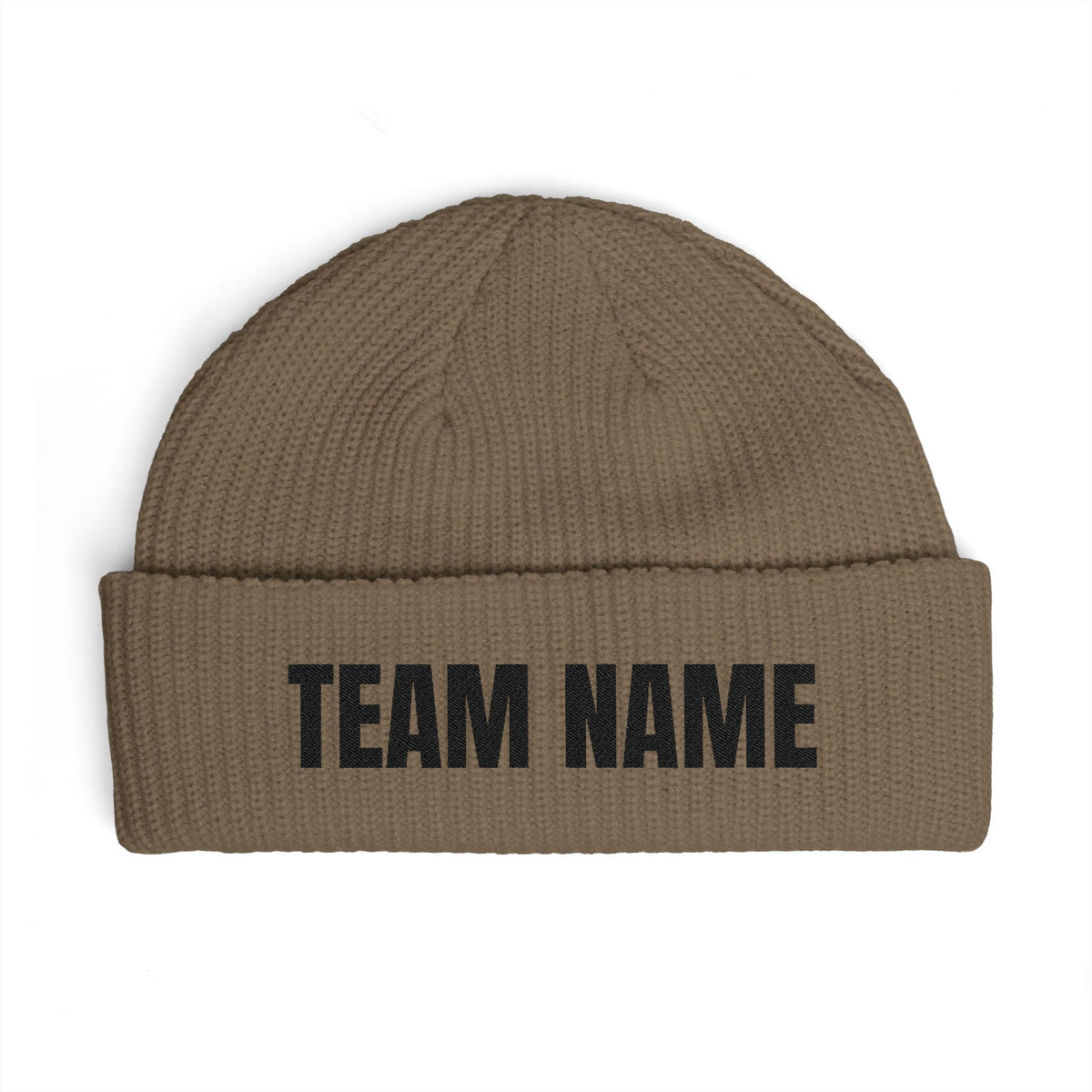 Custom Team Name Cuff Beanie — Personalized Knit Winter Hat