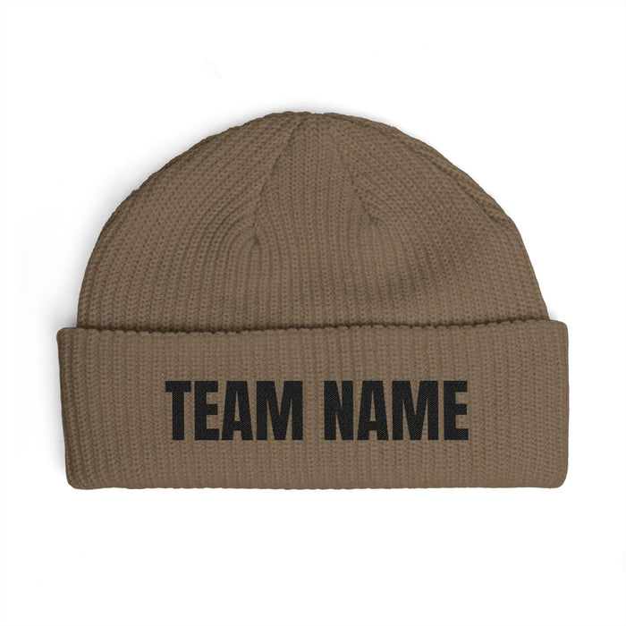Custom Team Name Cuff Beanie — Personalized Knit Winter Hat
