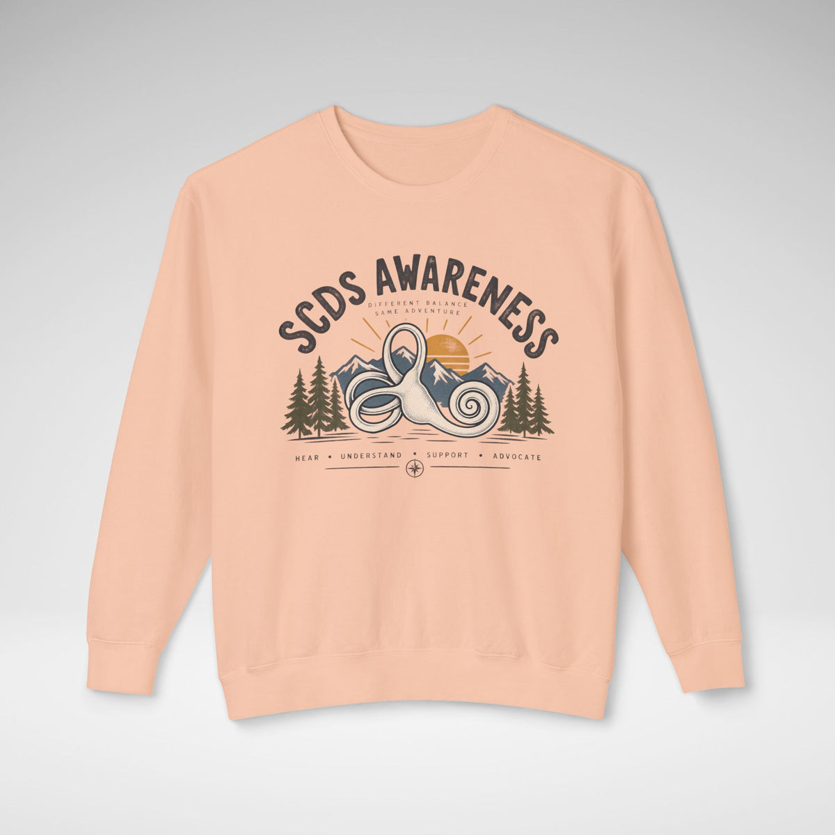 SCDS Awareness “Different Balance, Same Adventure” Comfort Colors® Crewneck Sweatshirt